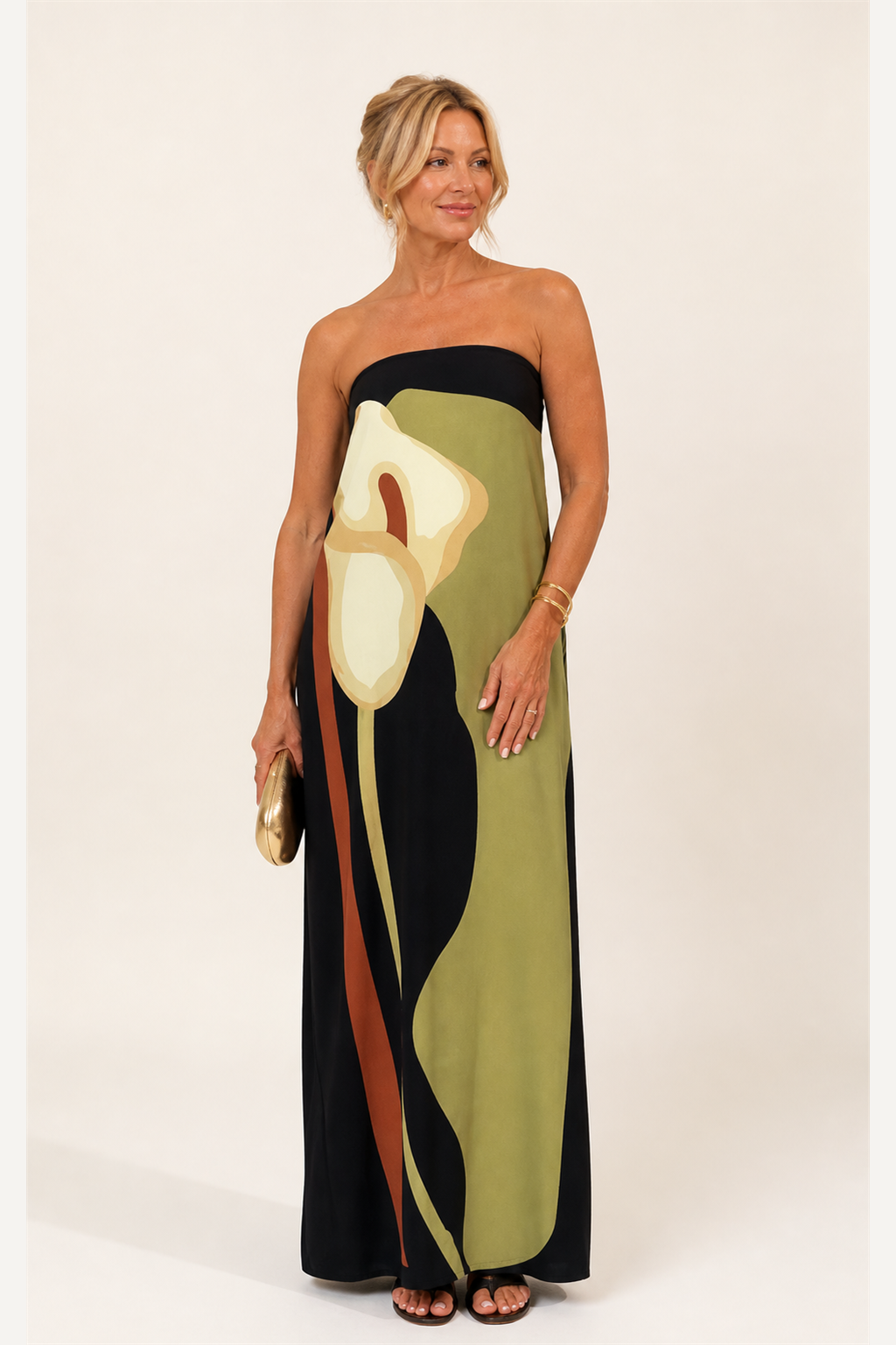 Loose Fit Printed Off Shoulder Vacation Dress