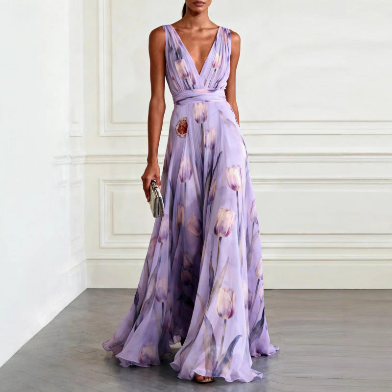 Floral V-Neck Maxi Dress