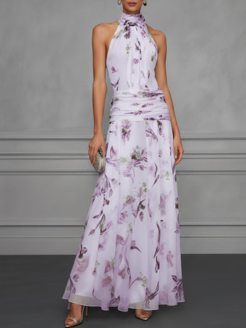 Ruched Waist Floral Maxi Dress