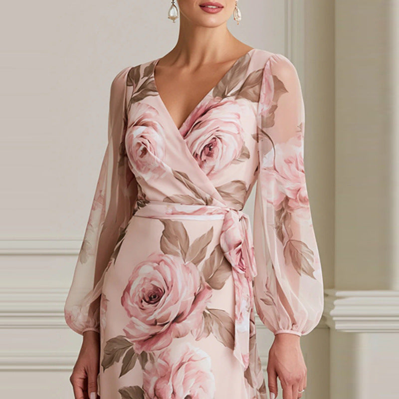 Pink Floral Midi Dress