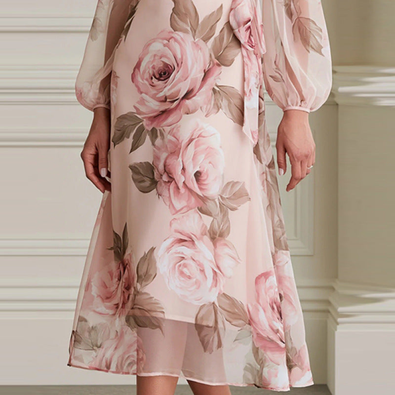 Pink Floral Midi Dress