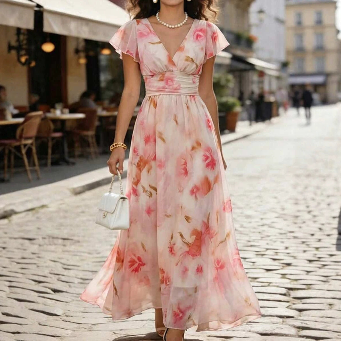Flutter Sleeve Maxi Dress