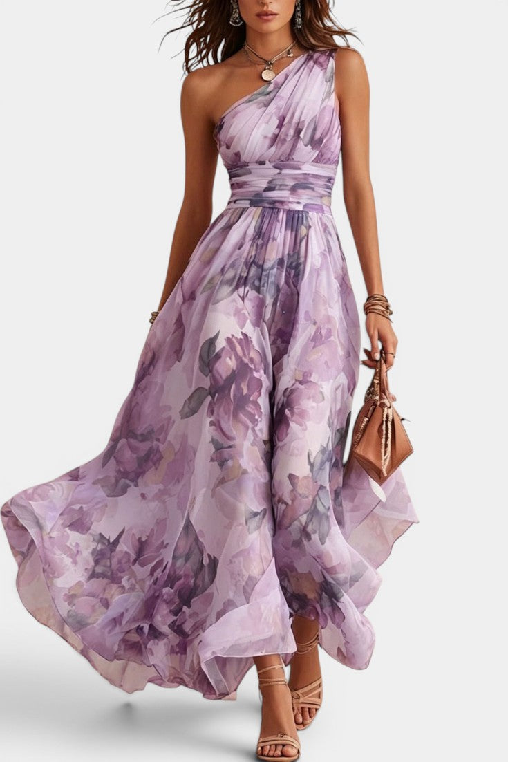 One-Shoulder Floral Maxi Dress