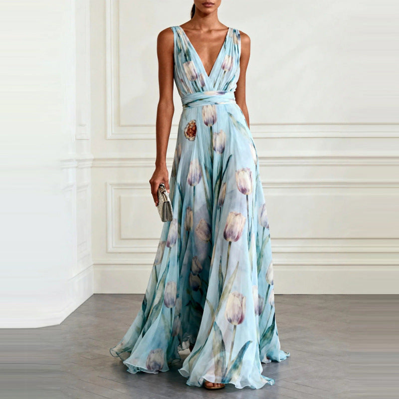 Floral V-Neck Maxi Dress