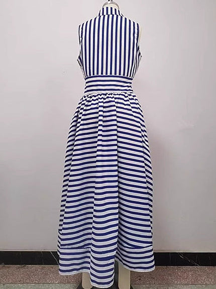 Elegant Long Striped Dress
