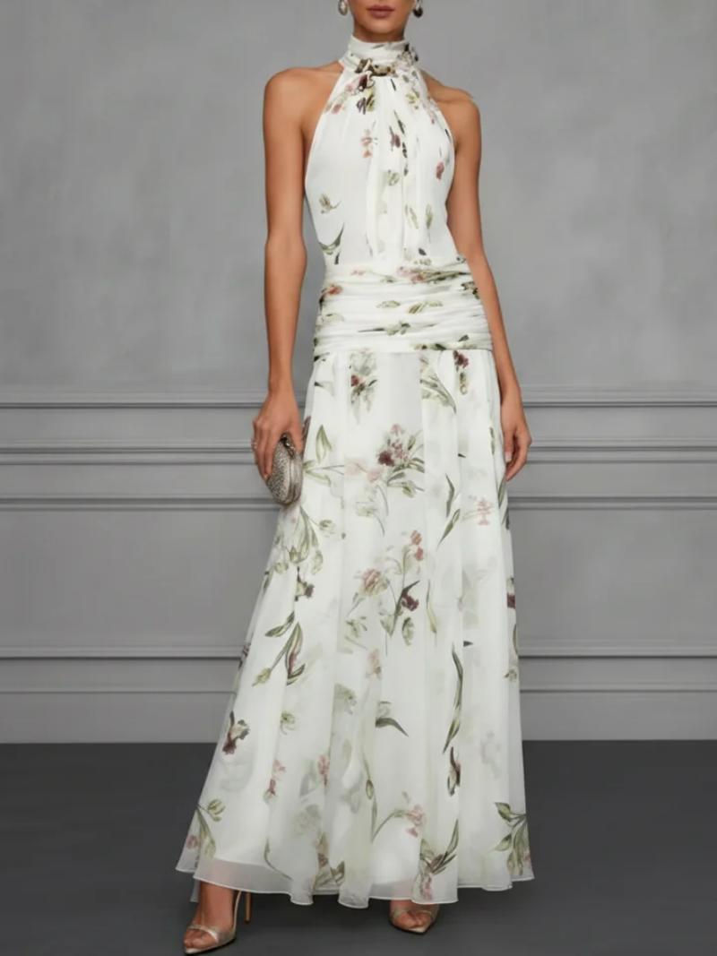 Ruched Waist Floral Maxi Dress