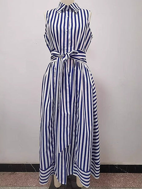 Elegant Long Striped Dress