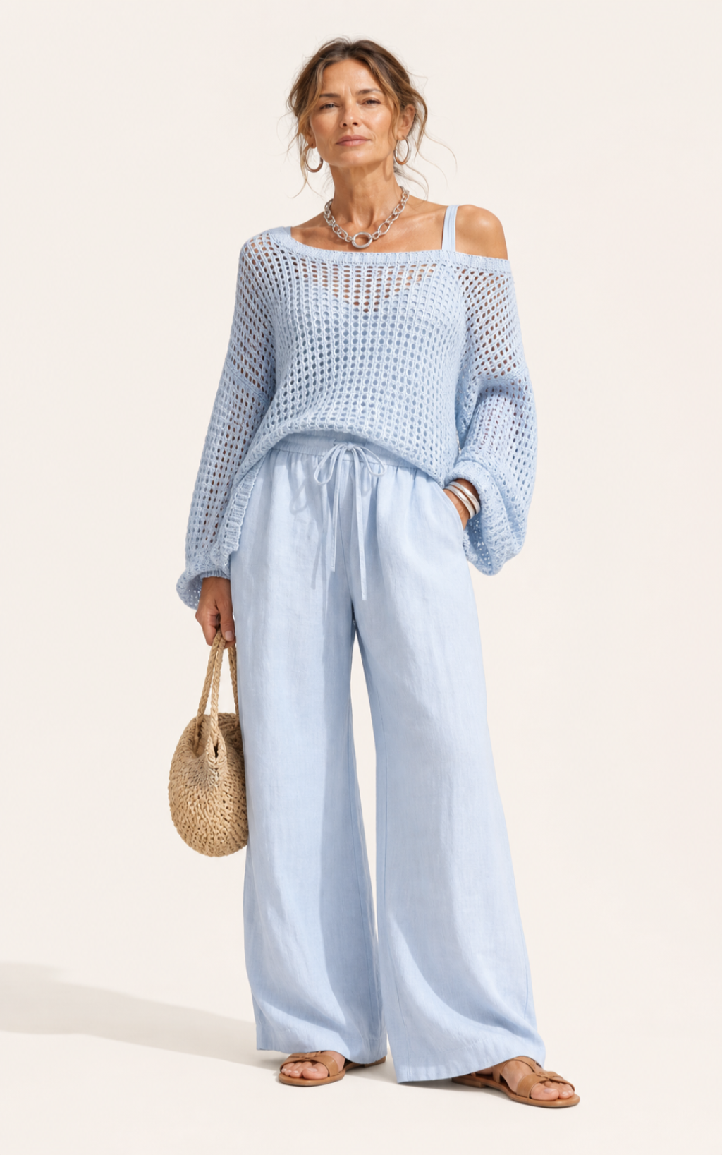 Off-shoulder Two Piece Pants Set