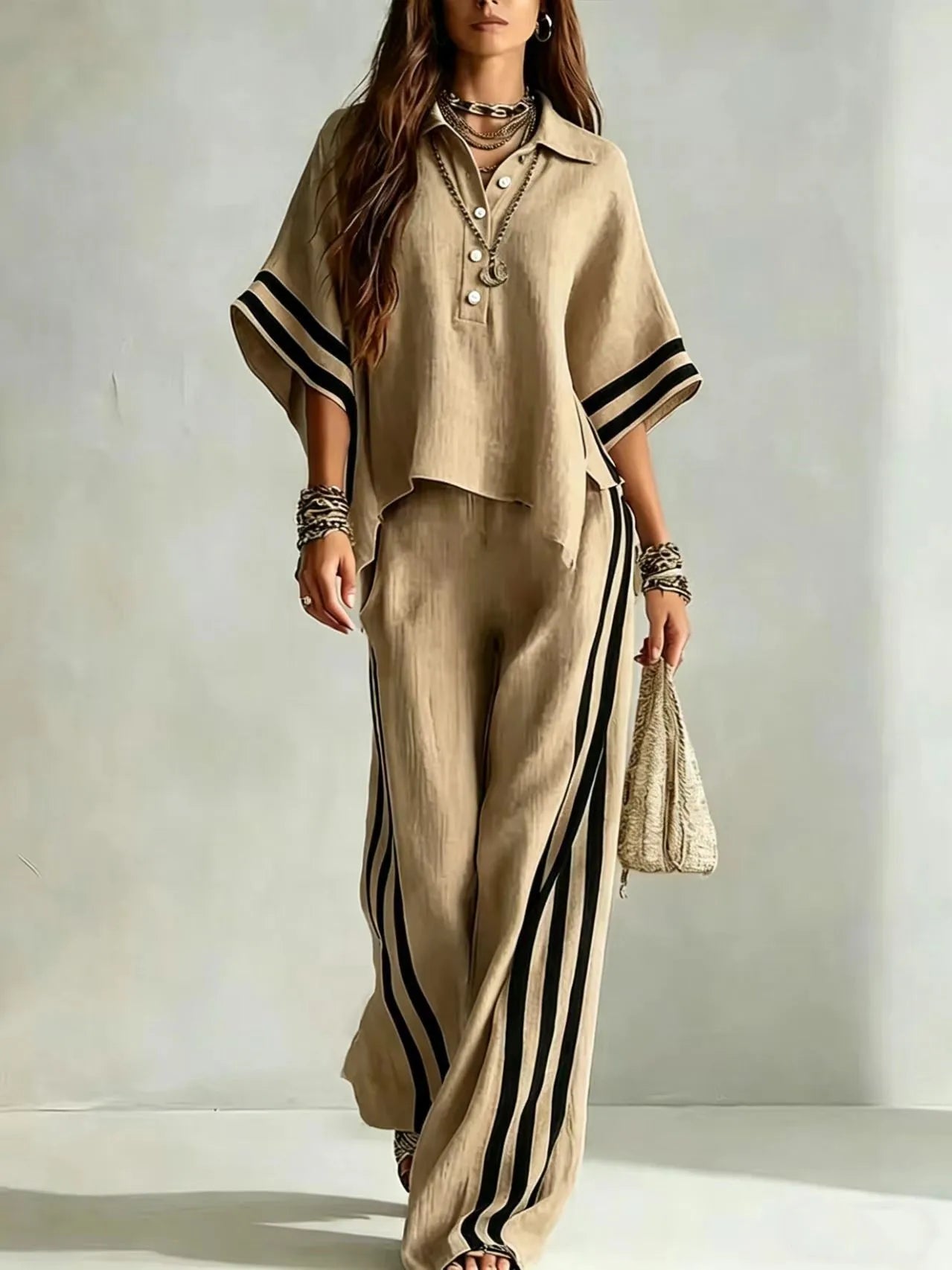 Marlena Striped Wide Leg Pants Set