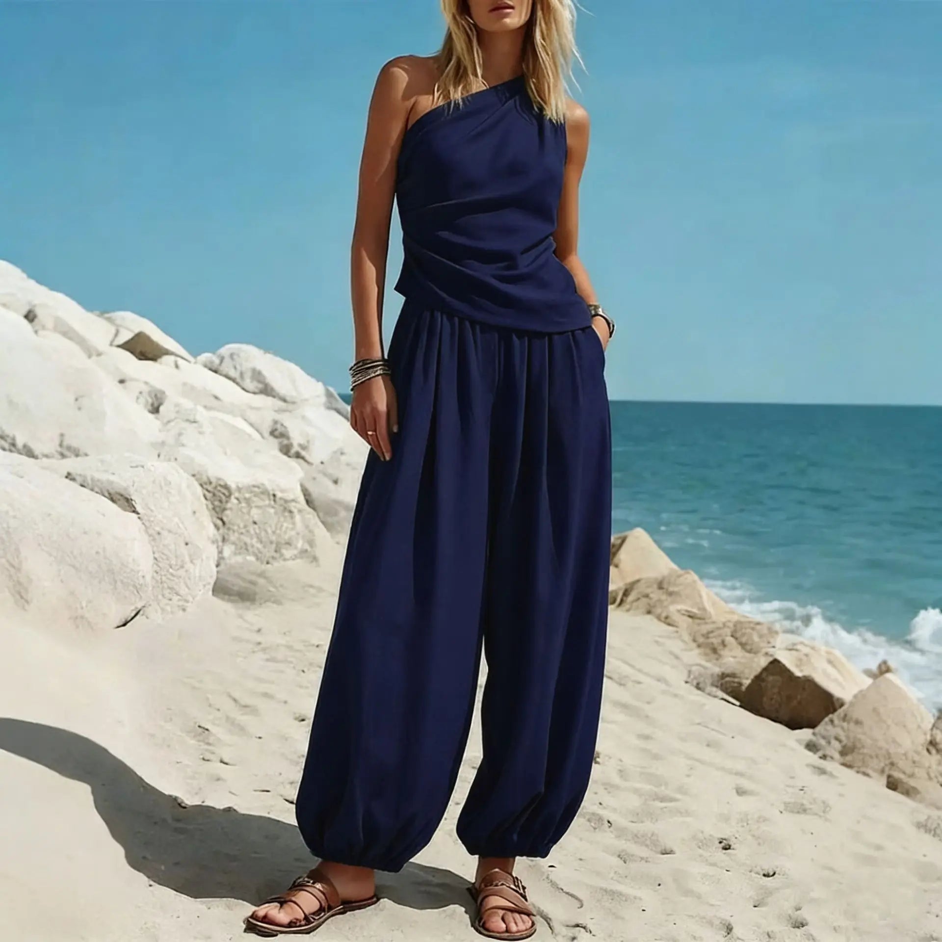 Lacey One Shoulder Pants Set