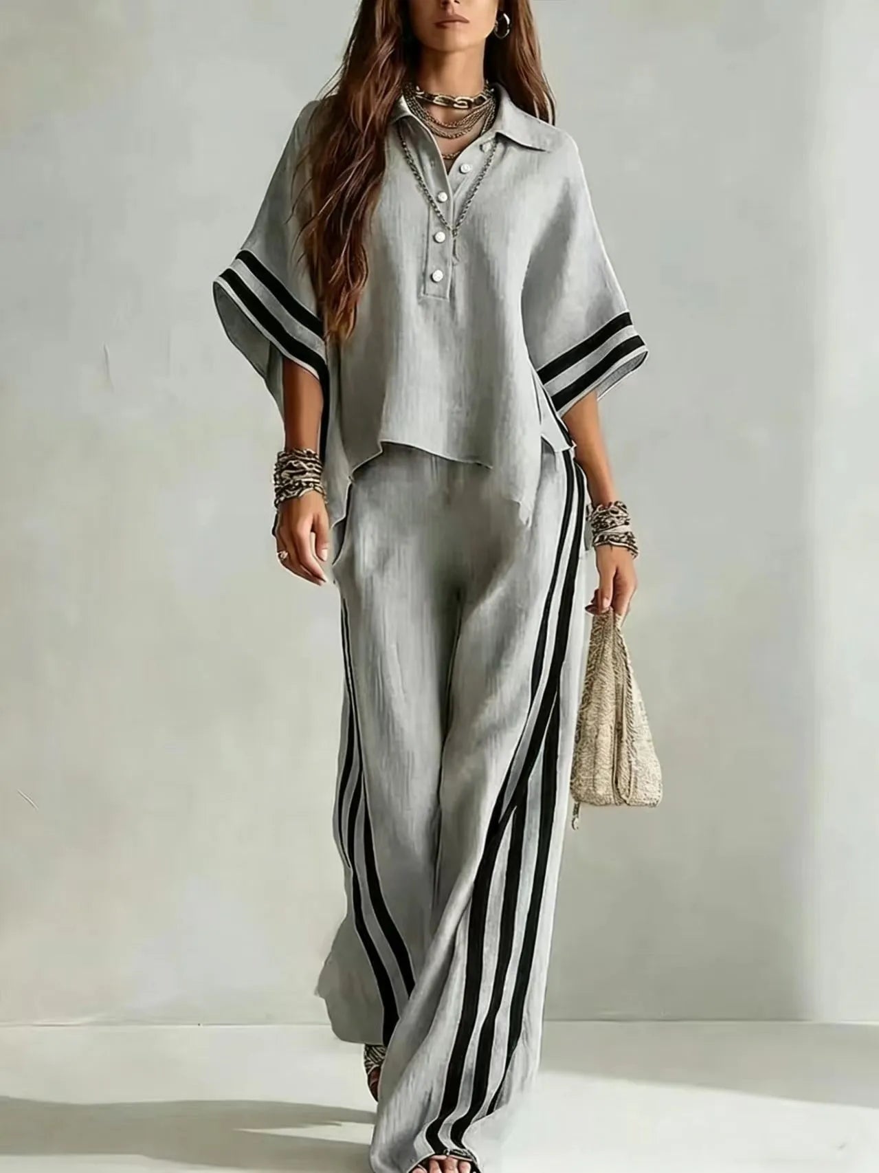 Marlena Striped Wide Leg Pants Set