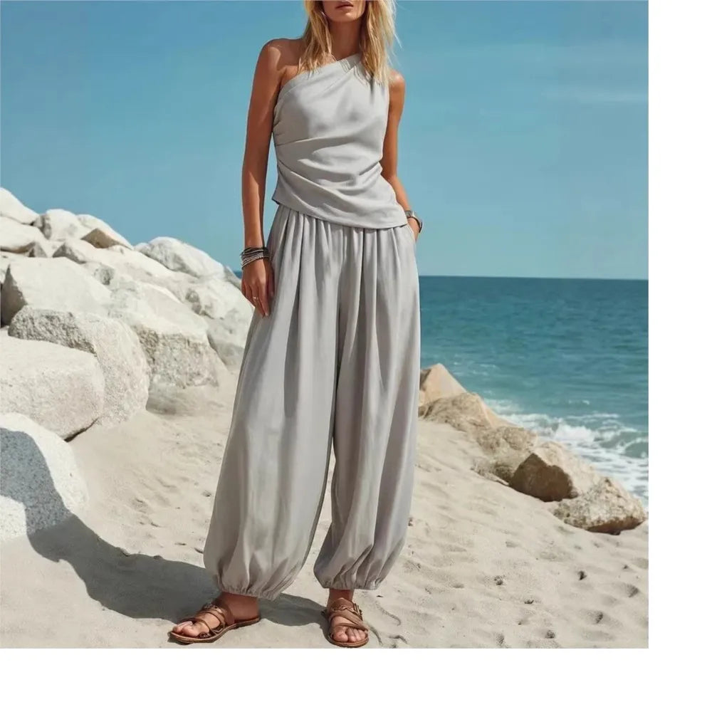 Lacey One Shoulder Pants Set