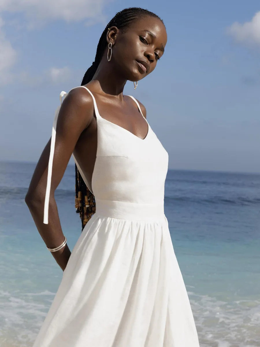 Low-back Cotton Maxi Dress