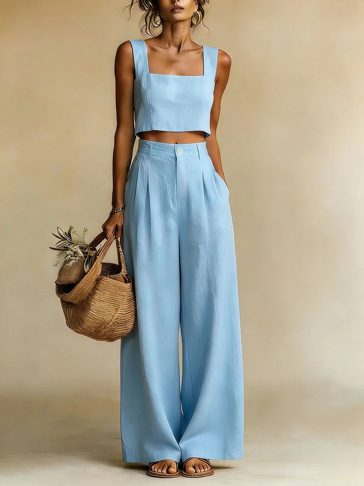 Peachy Palazzo Pants Set