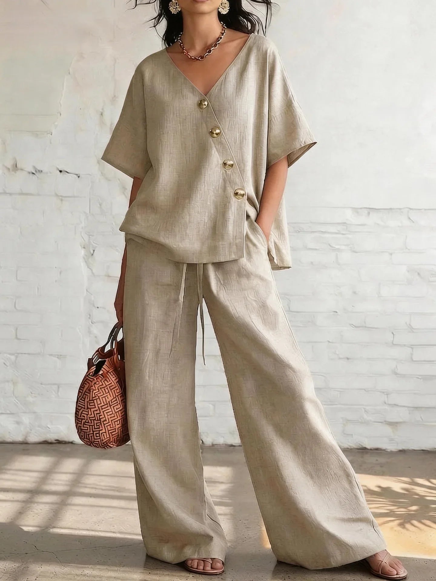 Wynonna Relaxed Wide Leg Pants Set