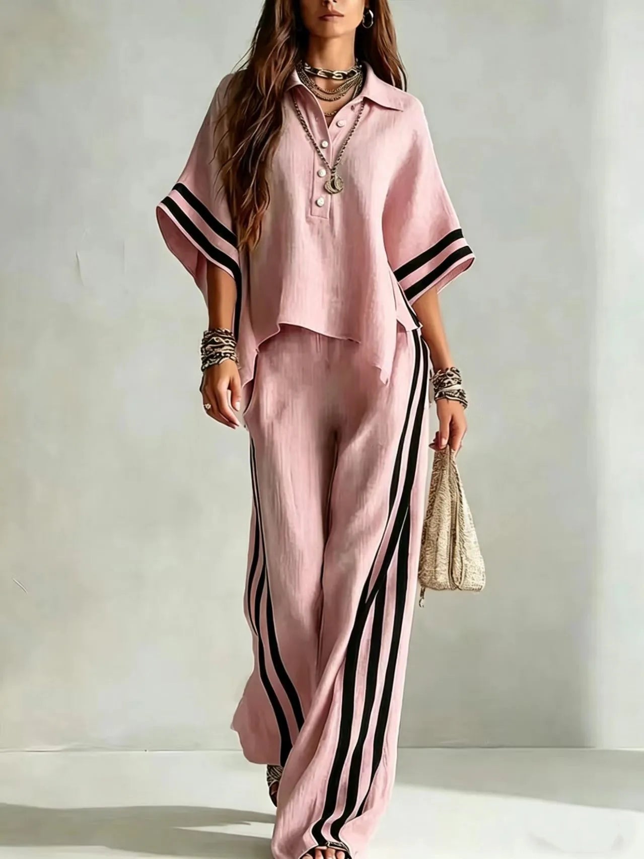 Marlena Striped Wide Leg Pants Set
