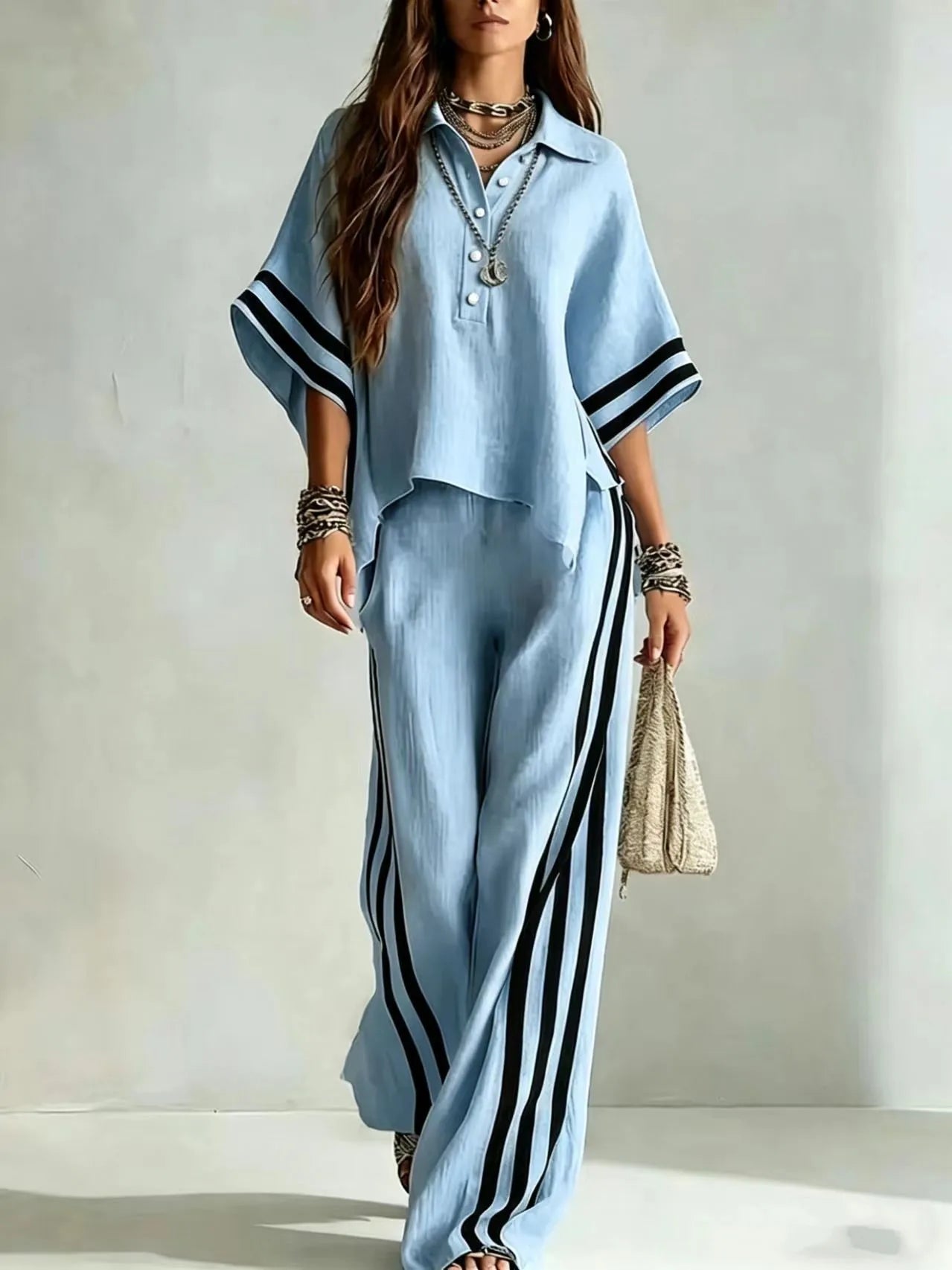 Marlena Striped Wide Leg Pants Set