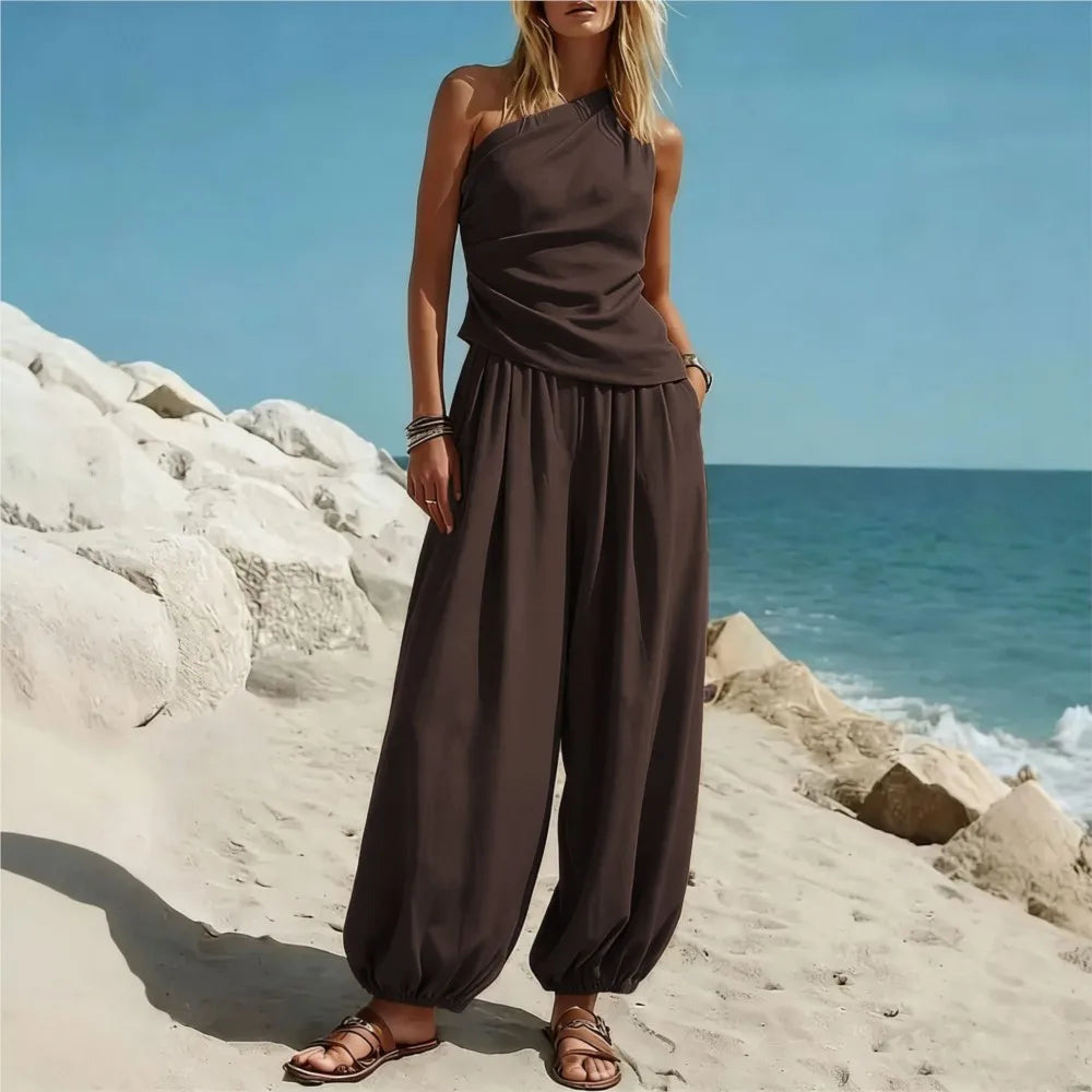 Lacey One Shoulder Pants Set