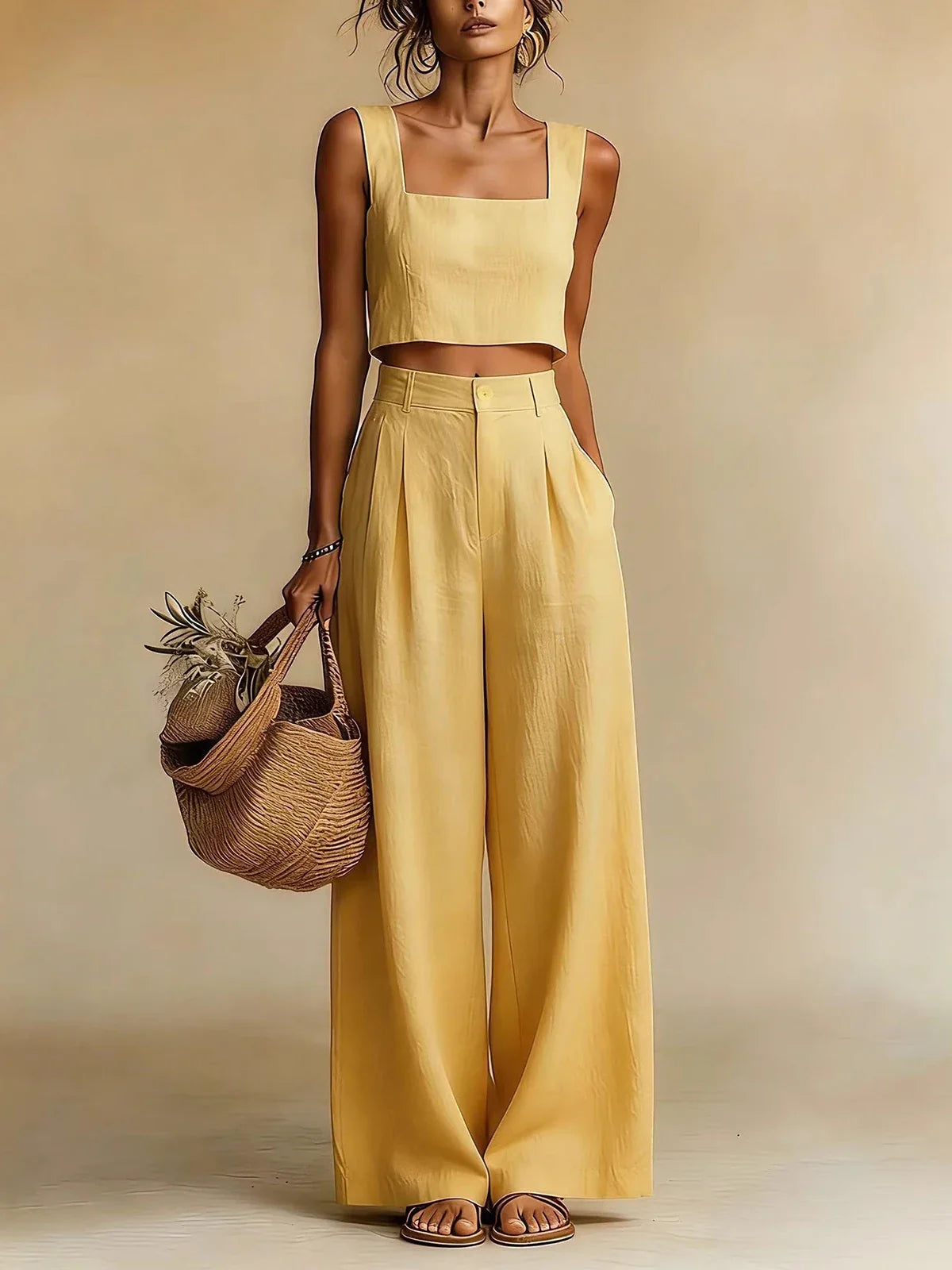 Peachy Palazzo Pants Set