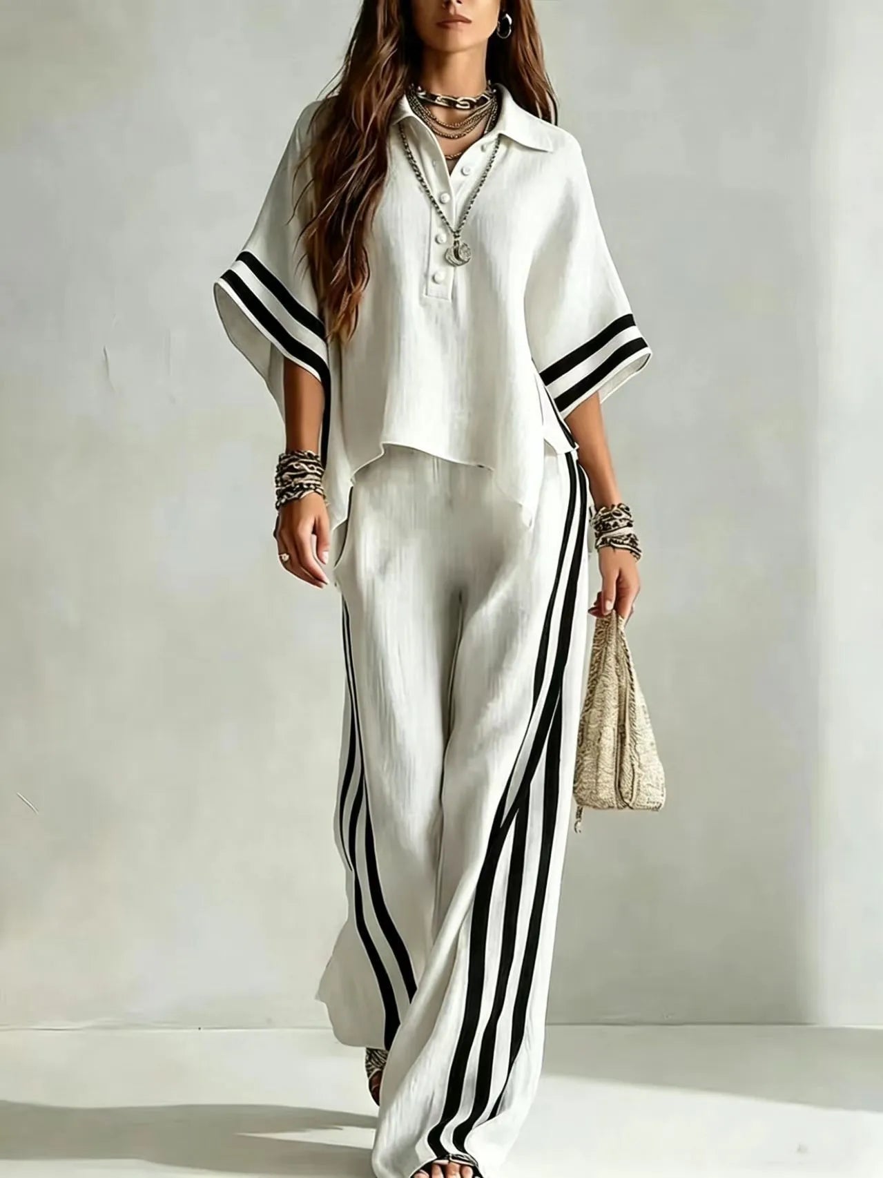 Marlena Striped Wide Leg Pants Set
