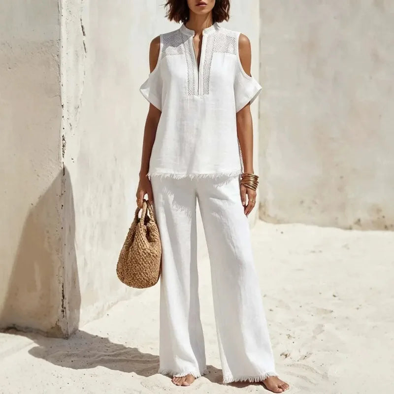 Bernadette Zip Neck Pants Set