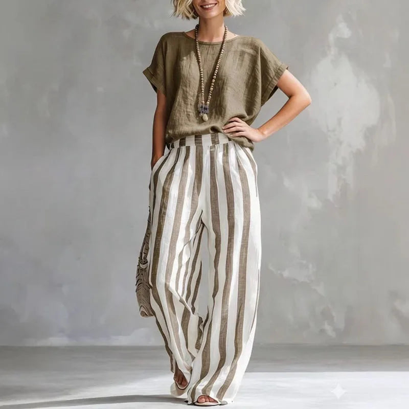Vanessa Linen Summer Pants Set