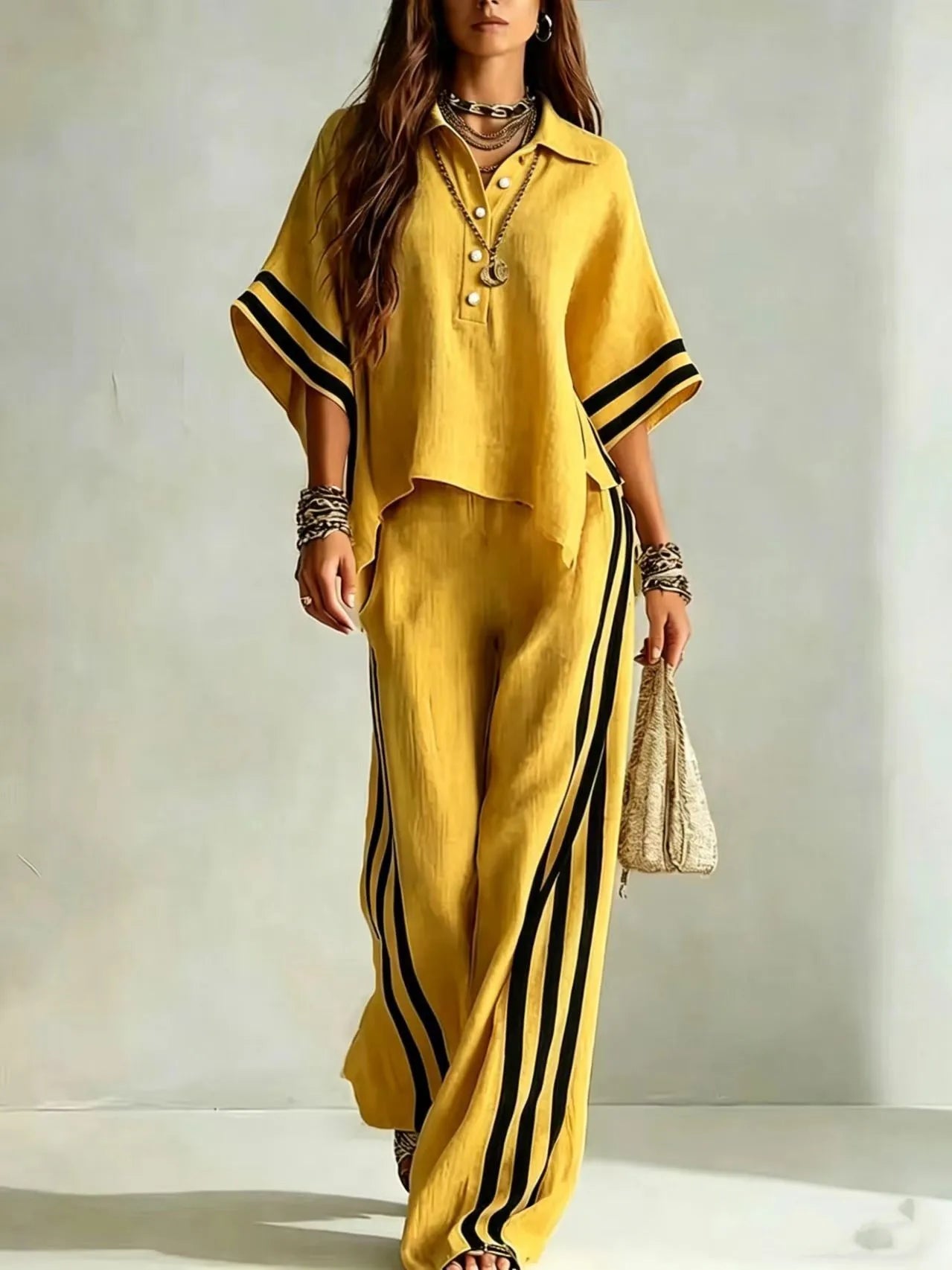 Marlena Striped Wide Leg Pants Set