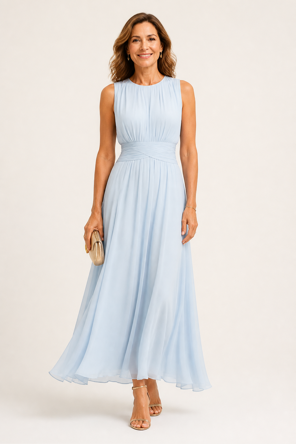 Sleeveless Ruched Maxi Dress
