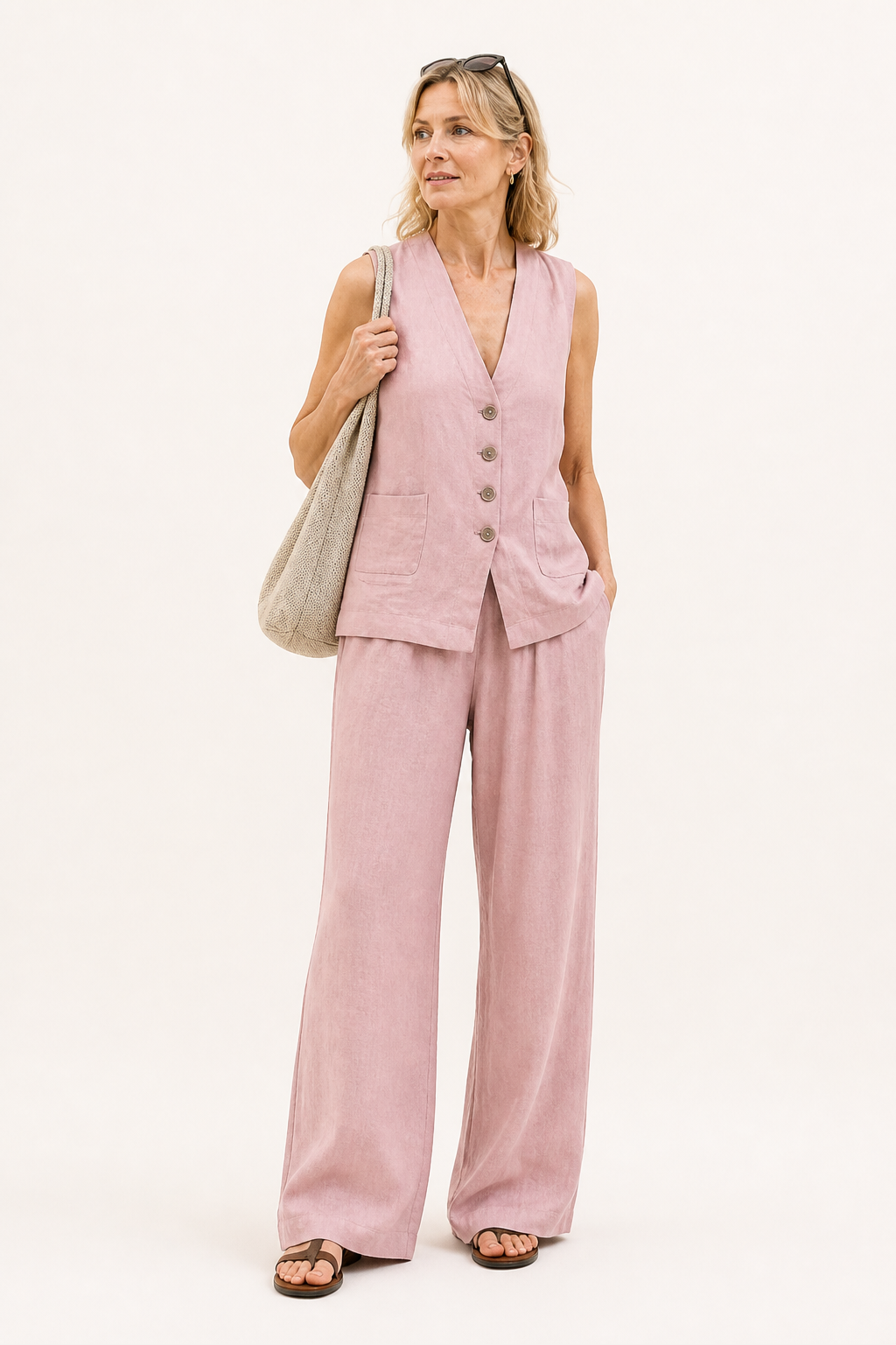 Sleeveless Vest Wide-Leg Pants Set