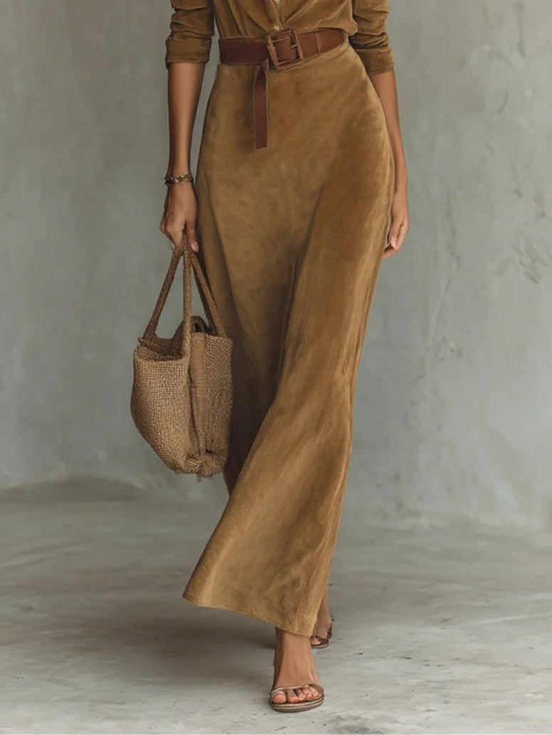 Suede Shirt-style Maxi Dress