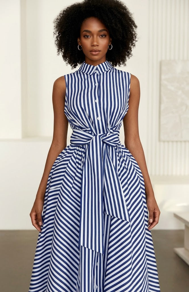 Elegant Long Striped Dress