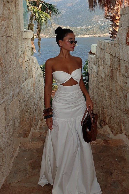 Sexy Hollow Strapless Maxi Dress