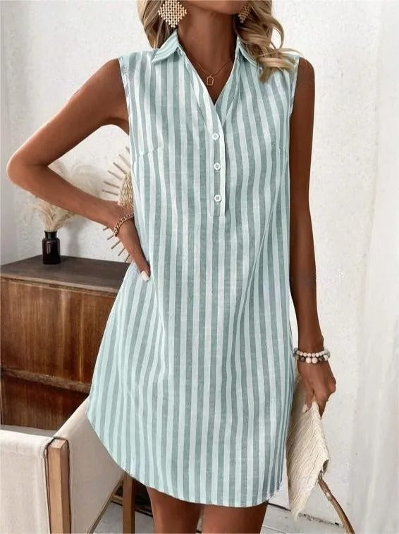 Striped Shirt Midi Dress