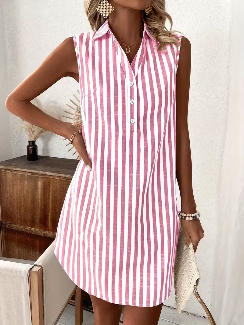 Striped Shirt Midi Dress